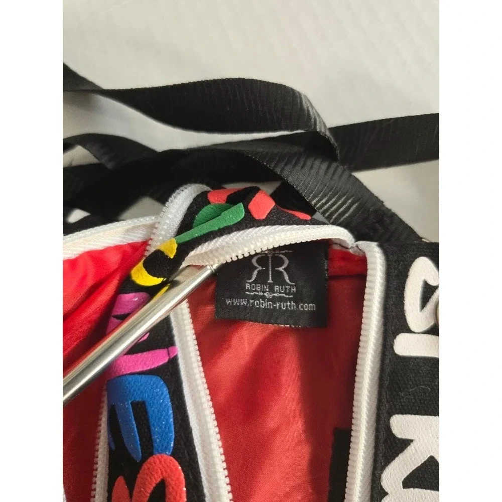 Robin Ruth Key West Graphic Print Crossbody Bag Black‎ White Multi Color Pouch
